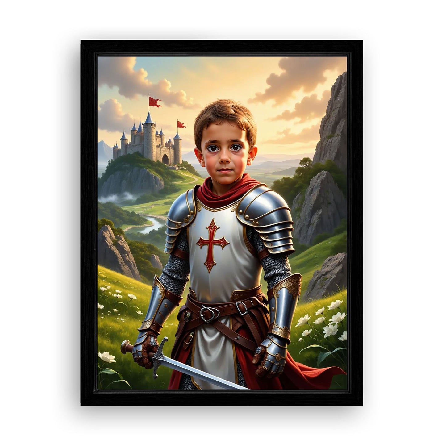 Save 33% When You Add A Frame To Your 18x24 'The Knight Crusader' Canvas Now