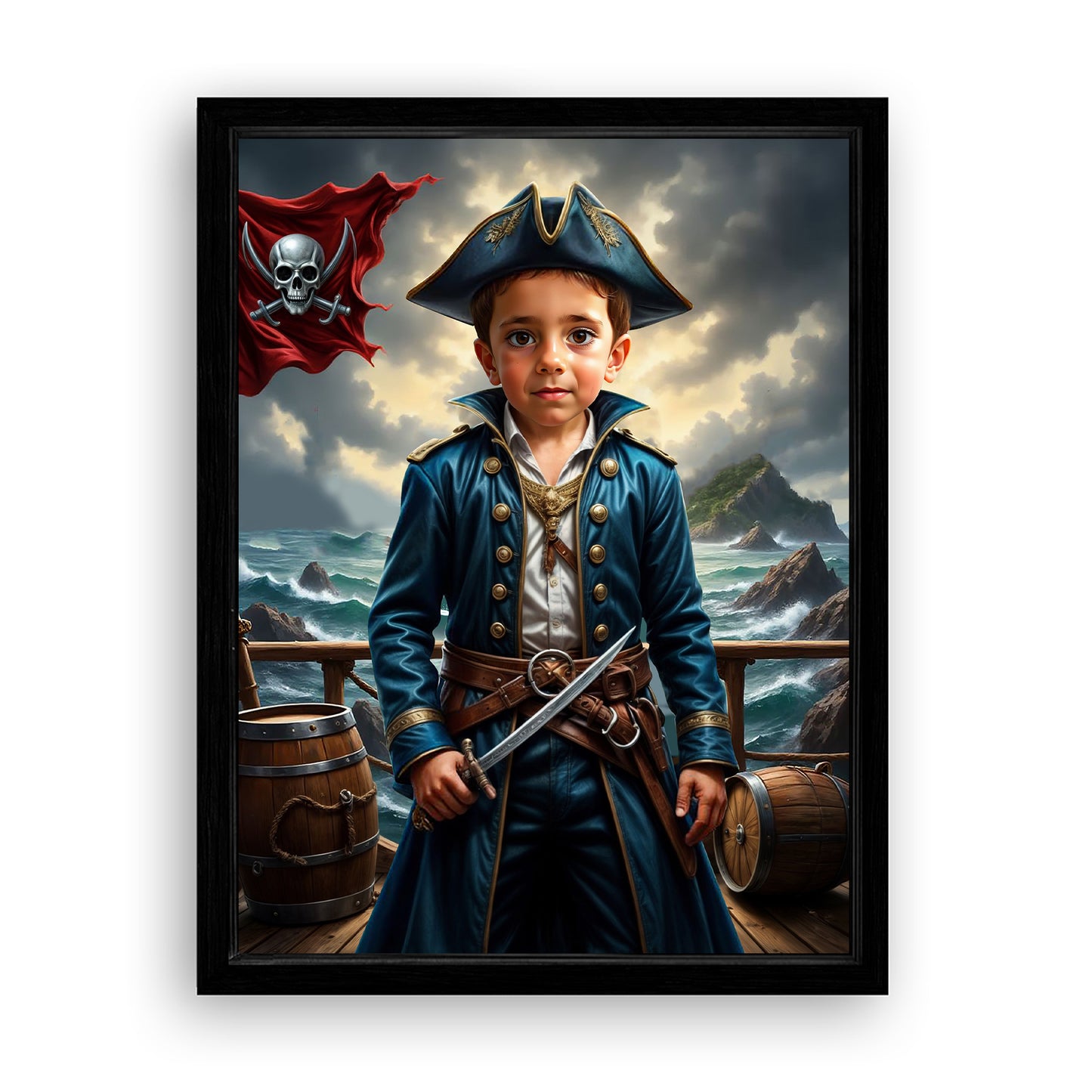 Make Your 12x16 Inches 'The Daring Pirate Captain' Canvas Even More Special, Add a Beautiful Premium Frame & Make It Truly Gift-Ready!