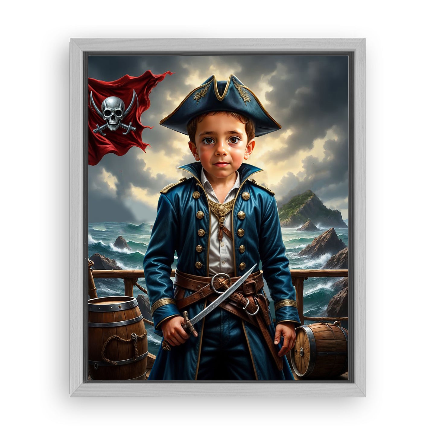 Make Your 16x20 Inches 'The Daring Pirate Captain' Canvas Even More Special, Add a Beautiful Premium Frame & Make It Truly Gift-Ready!