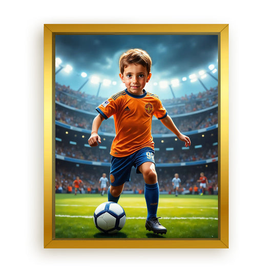 Save 33% When You Add A Frame To Your 16x20 'The Soccer Star' Canvas Now