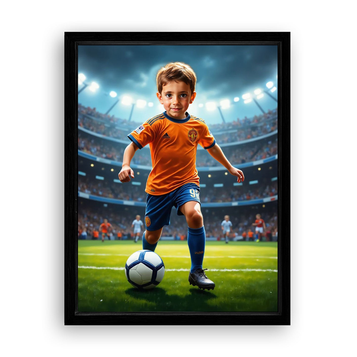Save 33% When You Add A Frame To Your 18x24 'The Soccer Star' Canvas Now