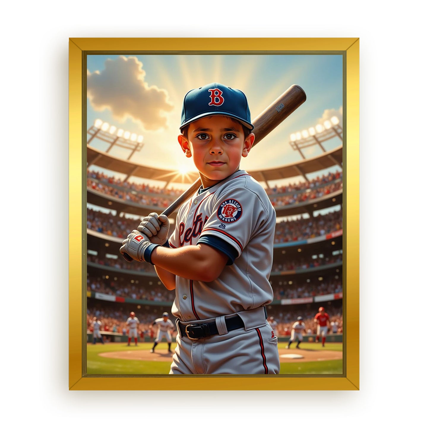 Save 33% When You Add A Frame To Your 10x08 'The Baseball Slugger' Canvas Now