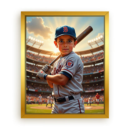 Save 33% When You Add A Frame To Your 10x08 'The Baseball Slugger' Canvas Now