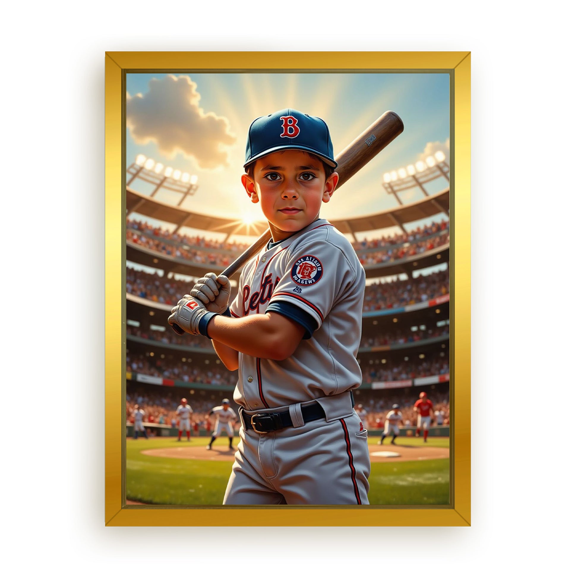 Save 33% When You Add A Frame To Your 18x24 'The Baseball Slugger' Canvas Now