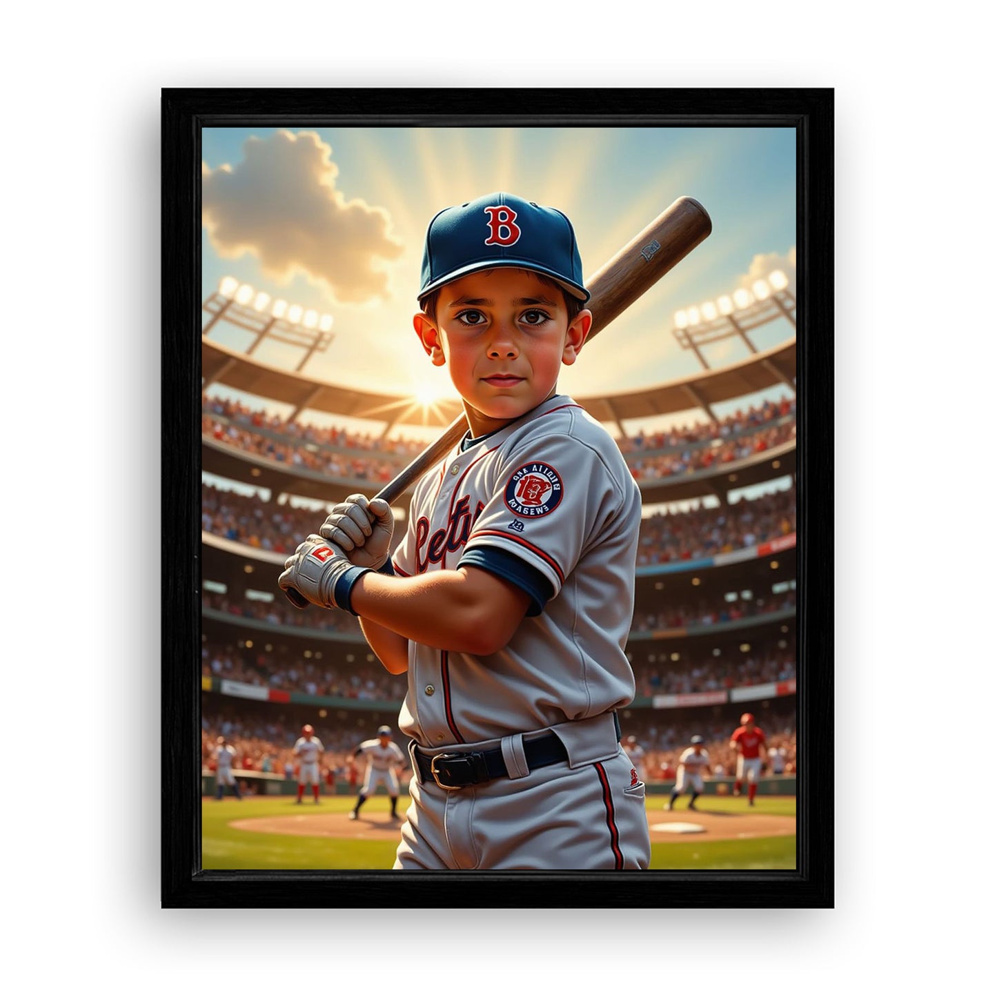 Save 33% When You Add A Frame To Your 10x08 'The Baseball Slugger' Canvas Now