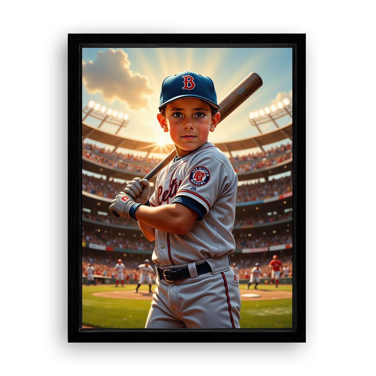 Save 33% When You Add A Frame To Your 18x24 'The Baseball Slugger' Canvas Now