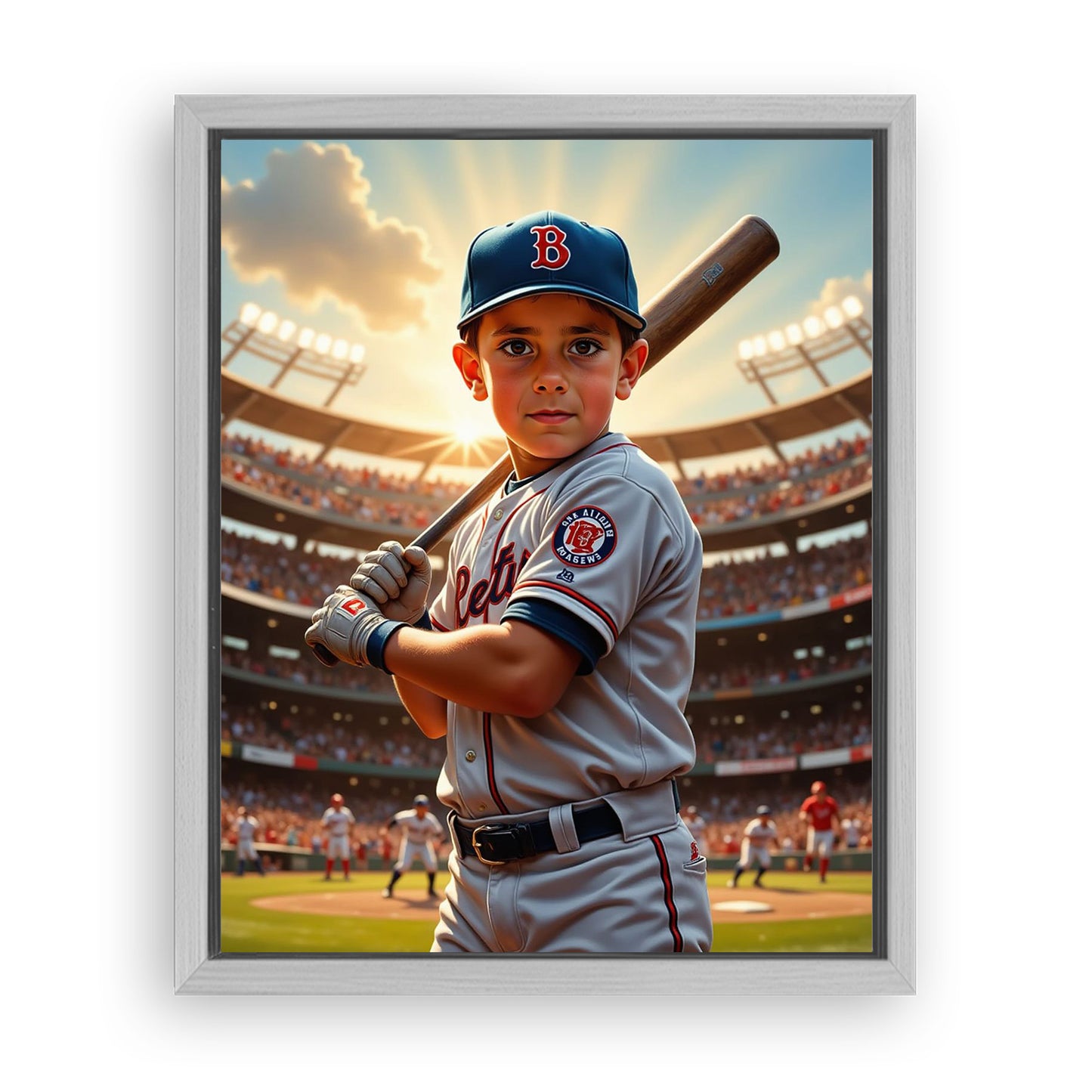 Save 33% When You Add A Frame To Your 16x20 'The Baseball Slugger' Canvas Now
