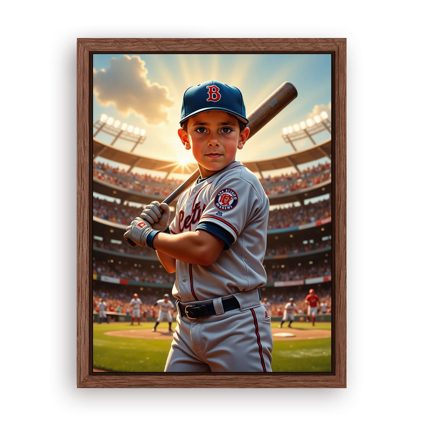 Save 33% When You Add A Frame To Your 18x24 'The Baseball Slugger' Canvas Now