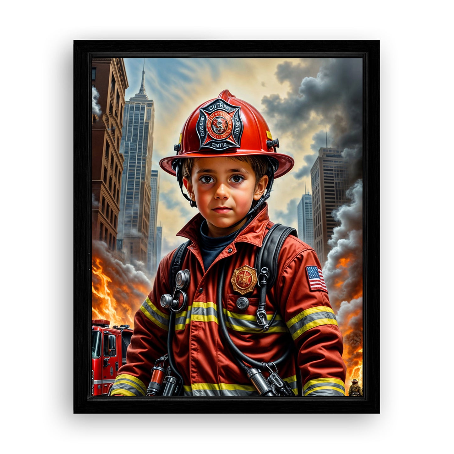Make Your 16x20 Inches 'The Firefighter Hero' Canvas Even More Special, Add a Beautiful Premium Frame & Make It Truly Gift-Ready!
