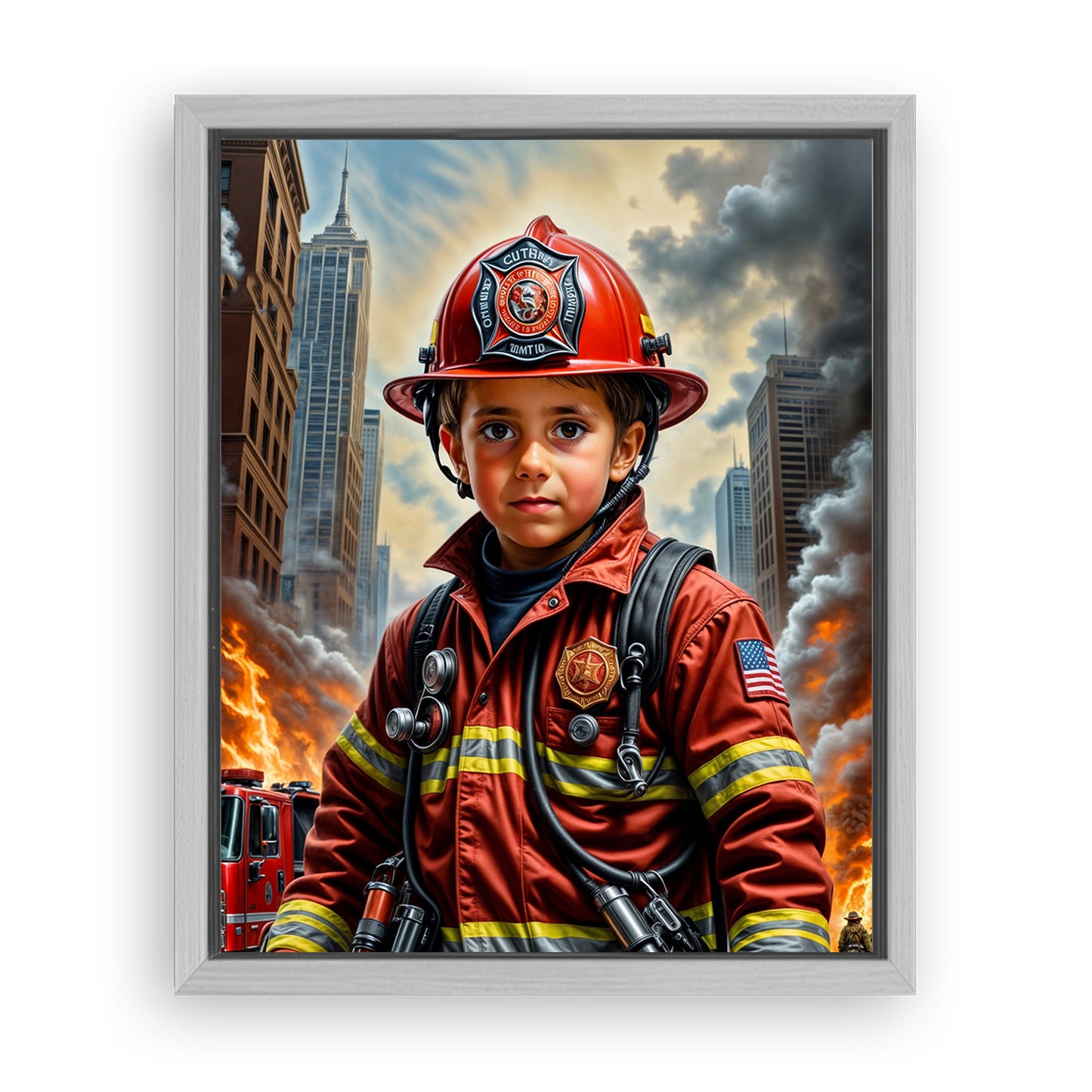 Make Your 16x20 Inches 'The Firefighter Hero' Canvas Even More Special, Add a Beautiful Premium Frame & Make It Truly Gift-Ready!
