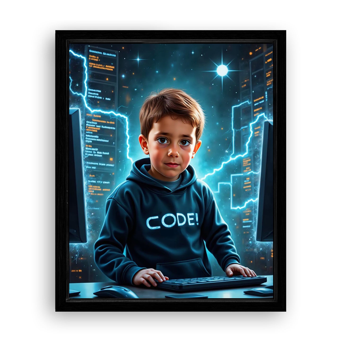 Make Your 16x20 Inches 'The Tech Genius' Canvas Even More Special, Add a Beautiful Premium Frame & Make It Truly Gift-Ready!