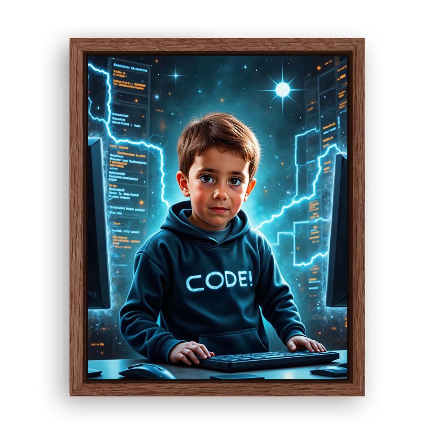 Make Your 10x08 Inches 'The Tech Genius' Canvas Even More Special, Add a Beautiful Premium Frame & Make It Truly Gift-Ready!