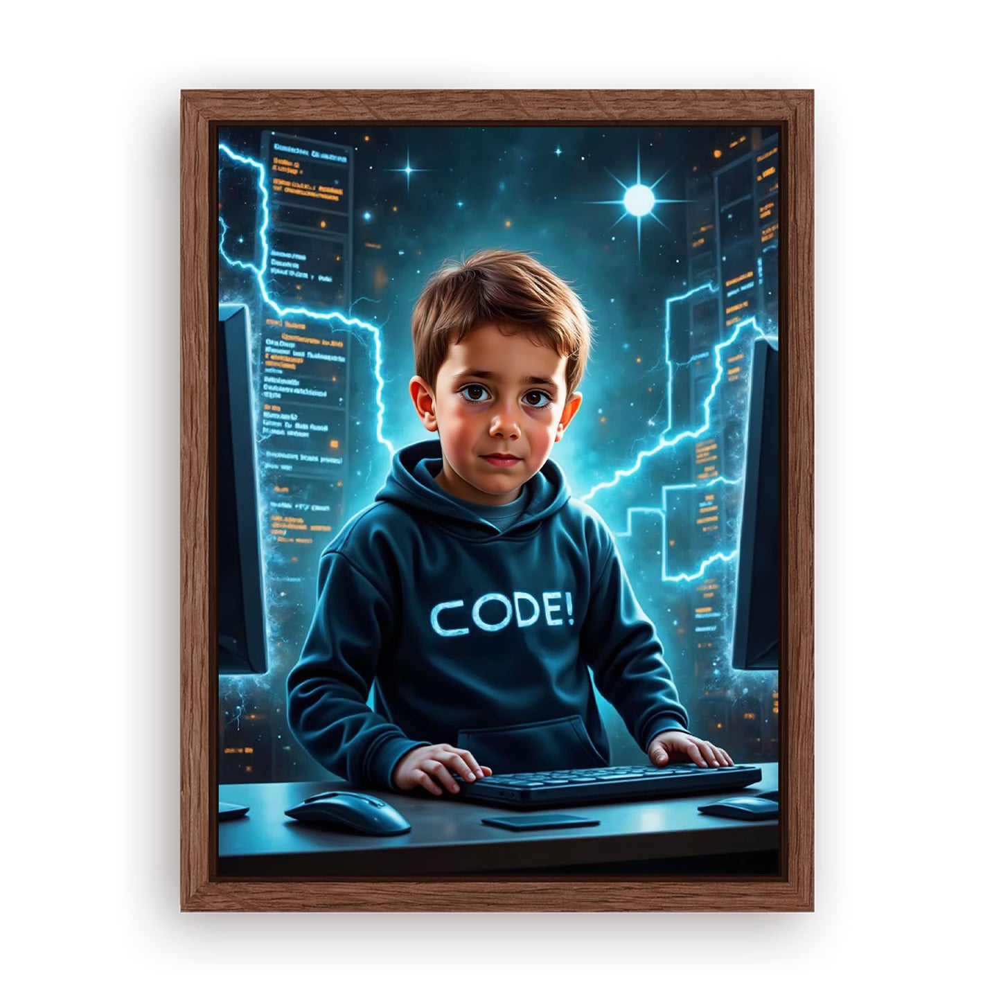 Make Your 18x24 Inches 'The Tech Genius' Canvas Even More Special, Add a Beautiful Premium Frame & Make It Truly Gift-Ready!