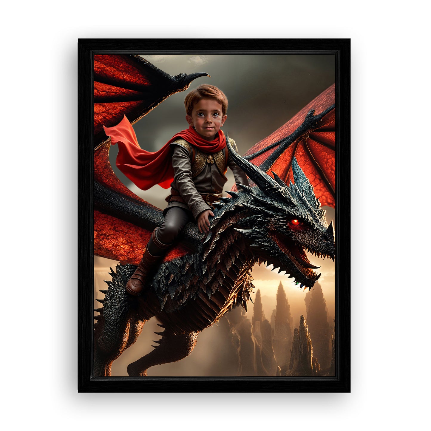 Save 33% When You Add A Frame To Your 18x24 'The Dragon Rider' Canvas Now