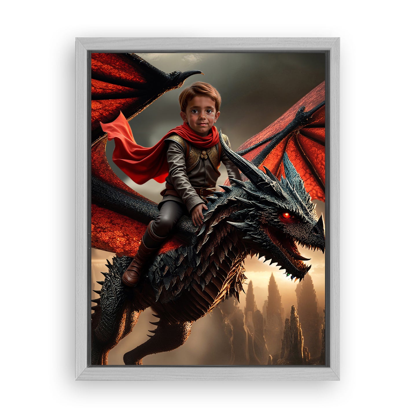 Save 33% When You Add A Frame To Your 12x16 'The Dragon Rider' Canvas Now