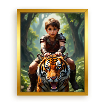 Save 33% When You Add A Frame To Your 16x20 'The Tiger Rider' Canvas Now