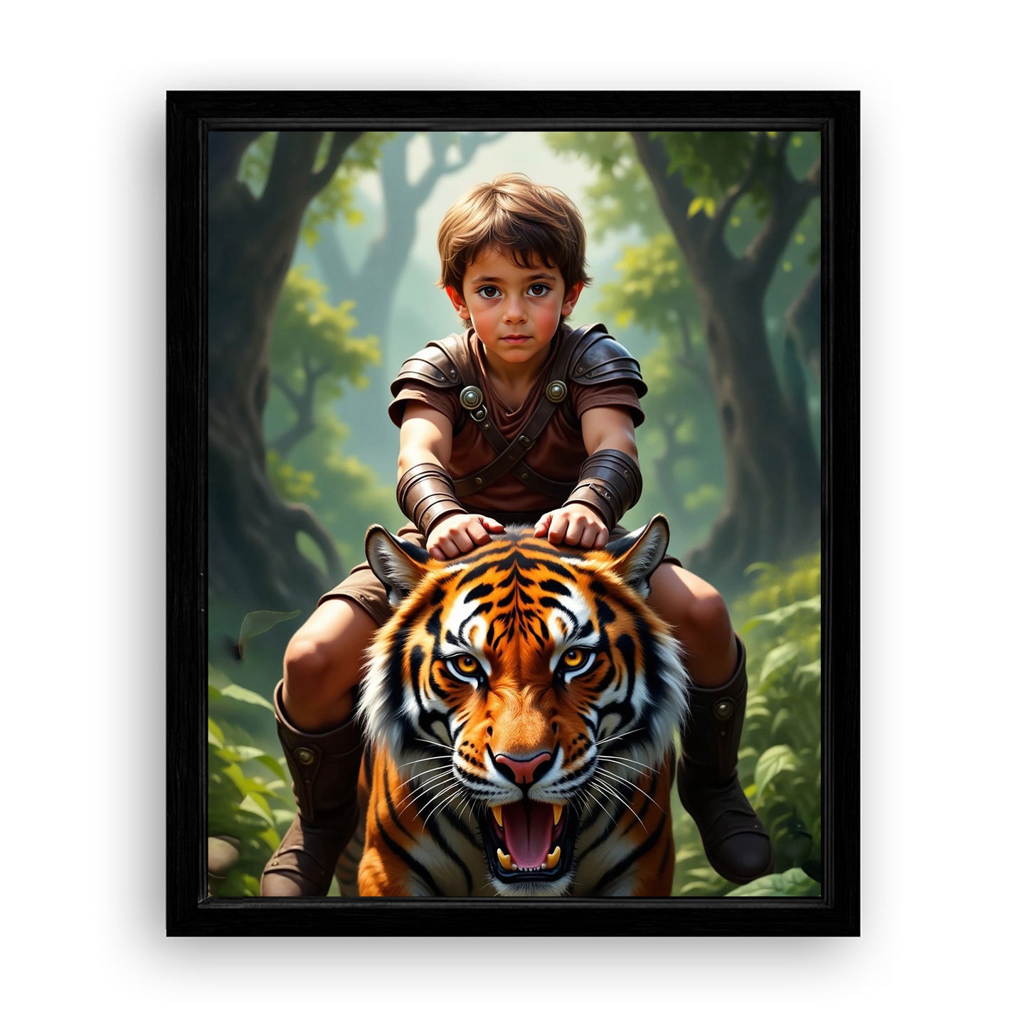 Save 33% When You Add A Frame To Your 16x20 'The Tiger Rider' Canvas Now