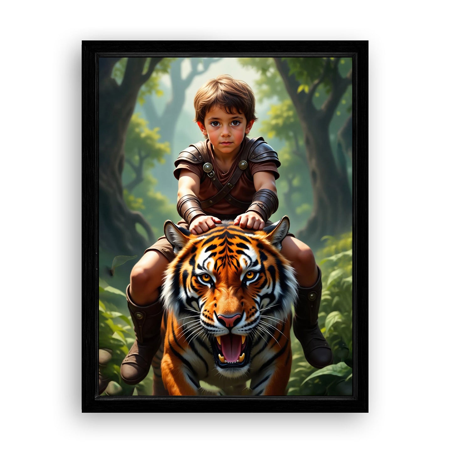 Save 33% When You Add A Frame To Your 18x24 'The Tiger Rider' Canvas Now