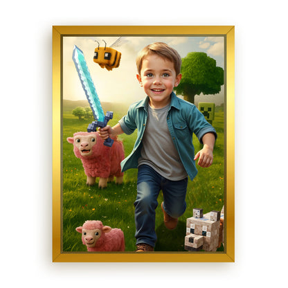 Save 33% When You Add A Frame To Your 12x16 'The Minecraft Kid' Canvas Now