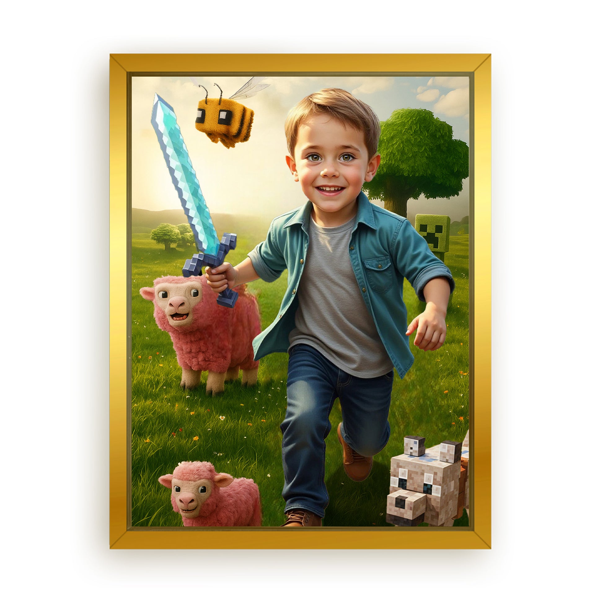 Save 33% When You Add A Frame To Your 18x24 'The Minecraft Kid' Canvas Now