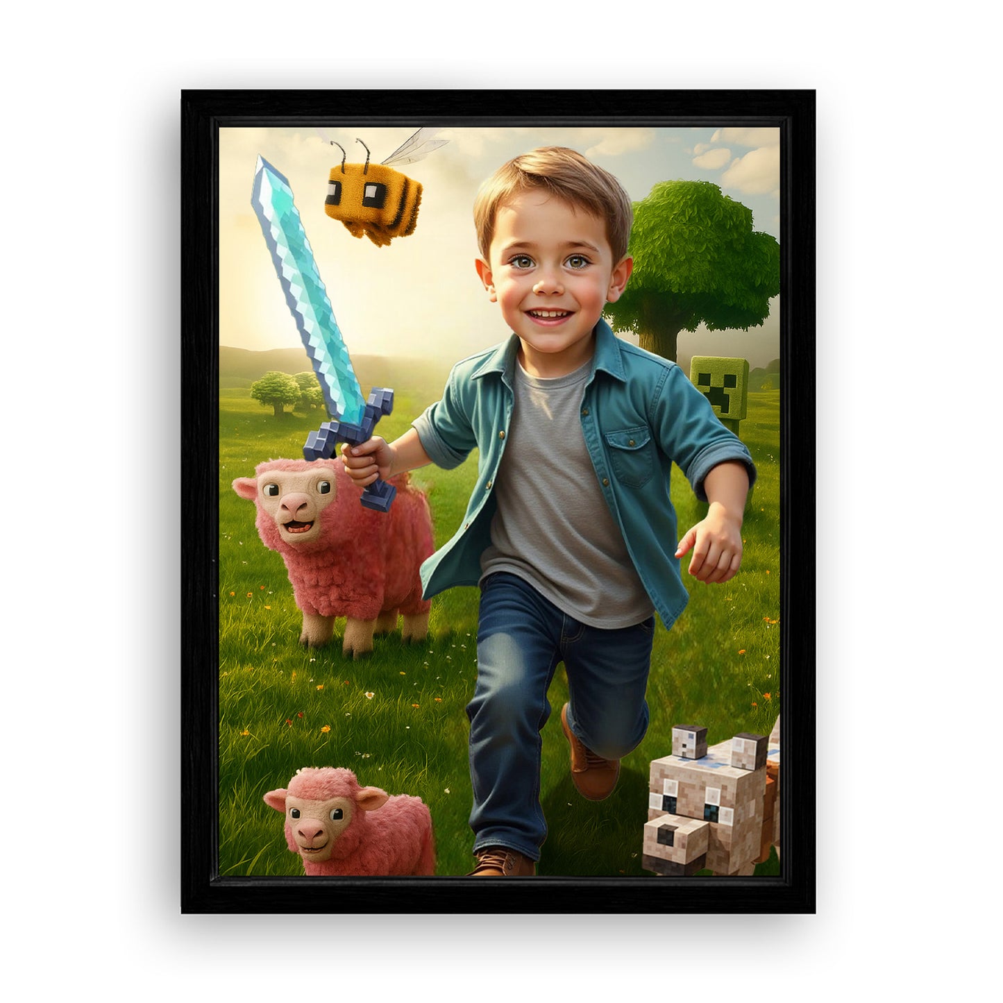 Save 33% When You Add A Frame To Your 18x24 'The Minecraft Kid' Canvas Now