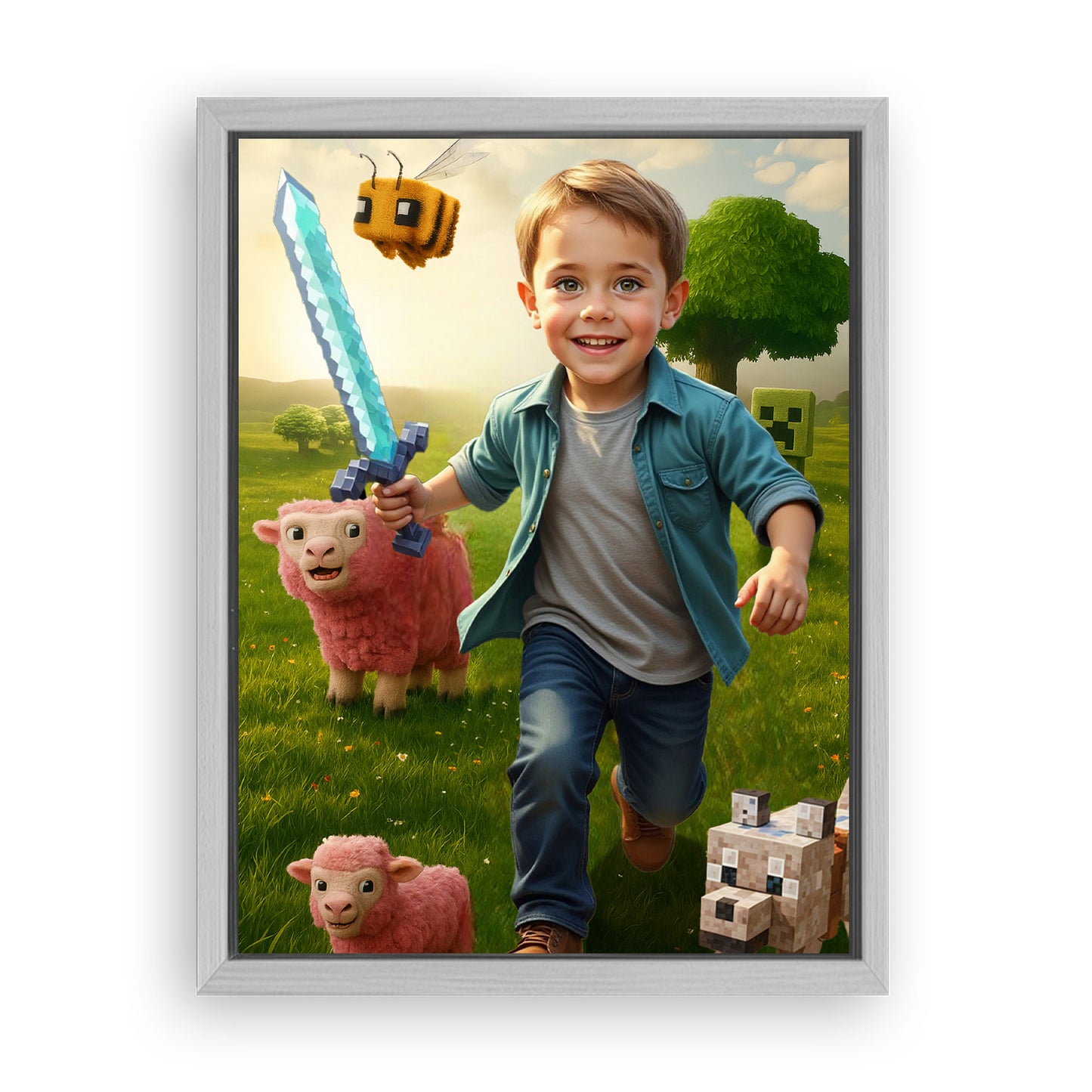 Save 33% When You Add A Frame To Your 12x16 'The Minecraft Kid' Canvas Now