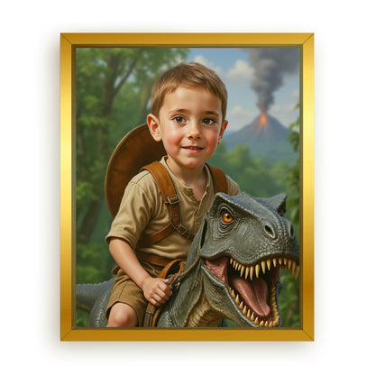 Save 33% When You Add A Frame To Your 18x24 'The Dino Rider' Canvas Now