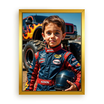 Save 33% When You Add A Frame To Your 12x16 'The Monster Racer' Canvas Now