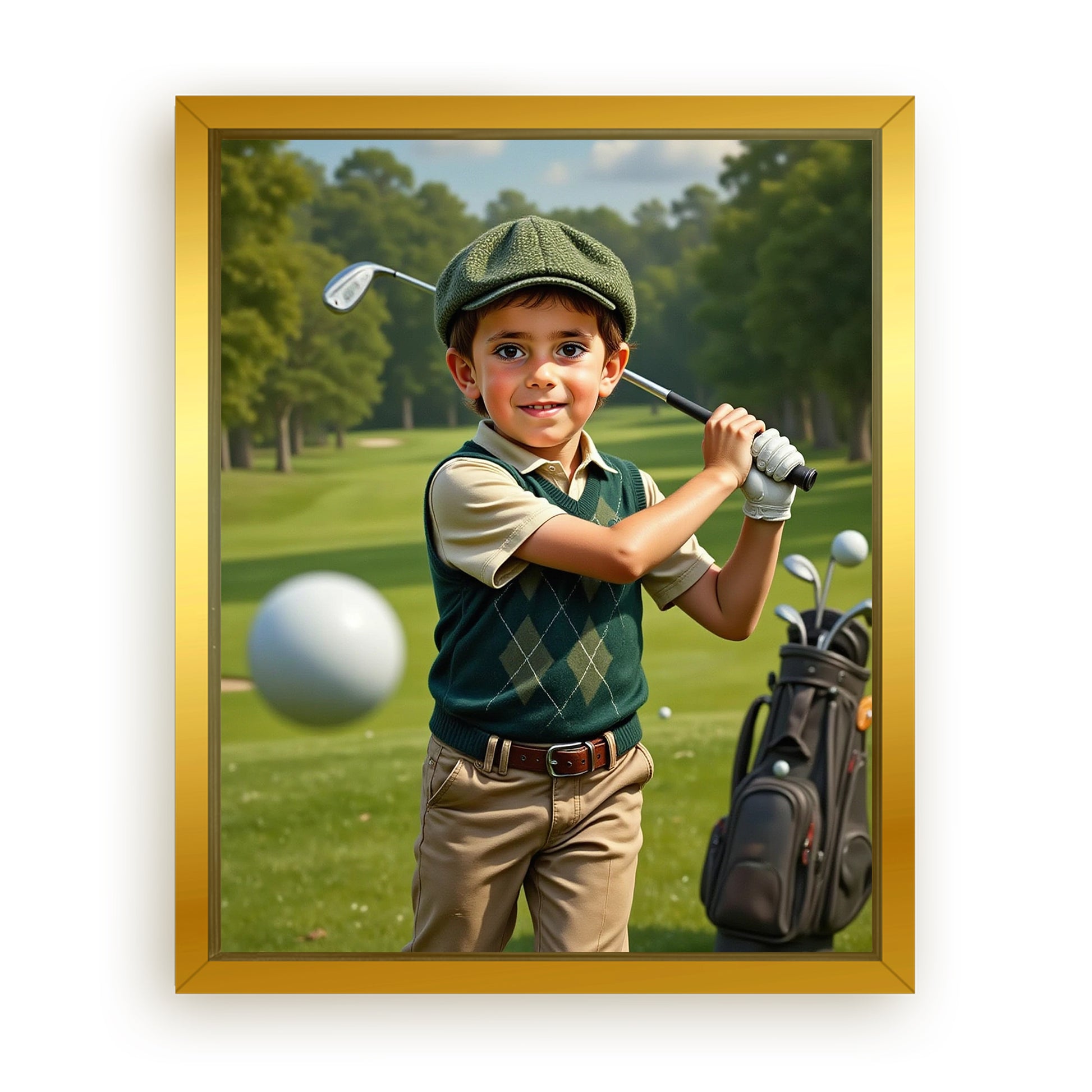Make Your 10x08 Inches 'The Little Golfer' Canvas Even More Special, Add a Beautiful Premium Frame & Make It Truly Gift-Ready!