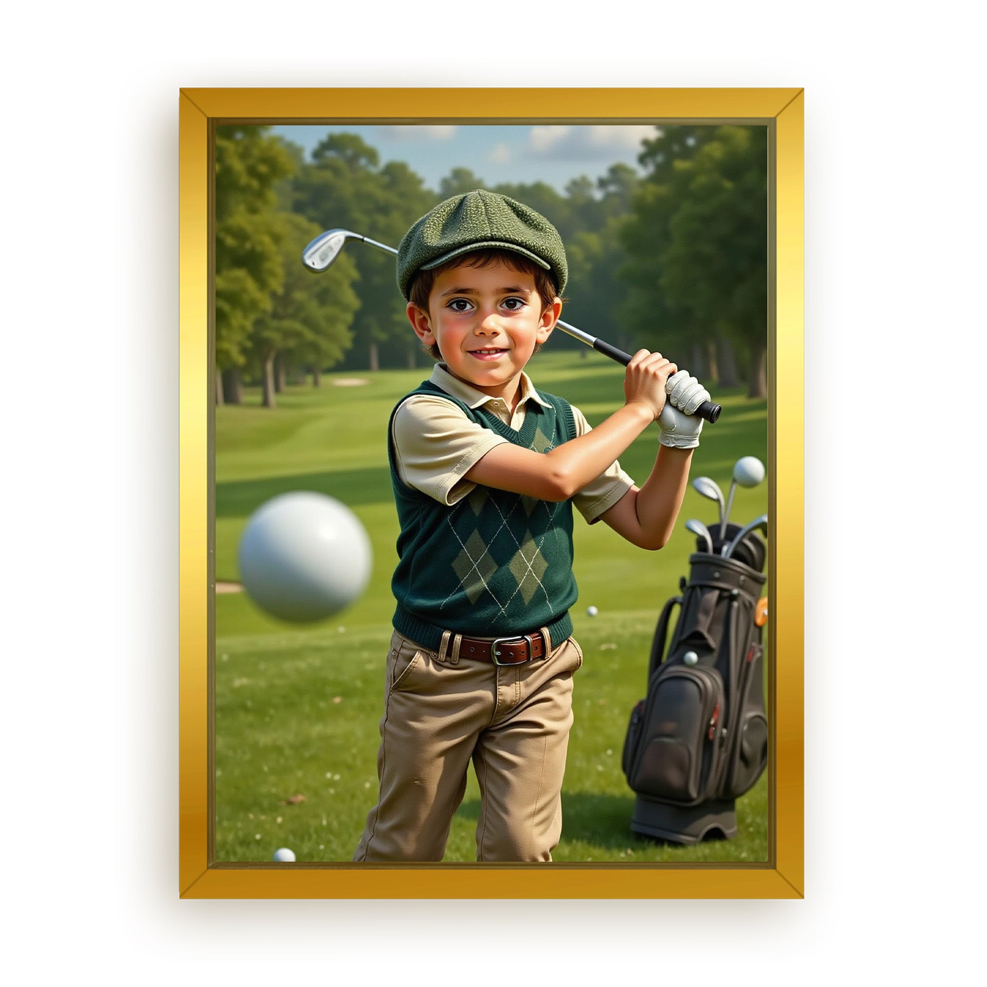 Make Your 18x24 Inches 'The Little Golfer' Canvas Even More Special, Add a Beautiful Premium Frame & Make It Truly Gift-Ready!