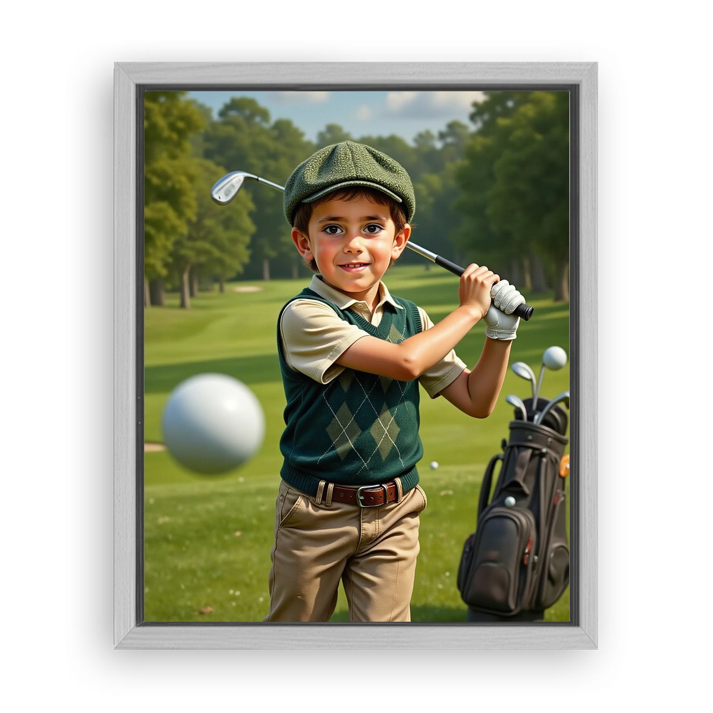 Make Your 16x20 Inches 'The Little Golfer' Canvas Even More Special, Add a Beautiful Premium Frame & Make It Truly Gift-Ready!
