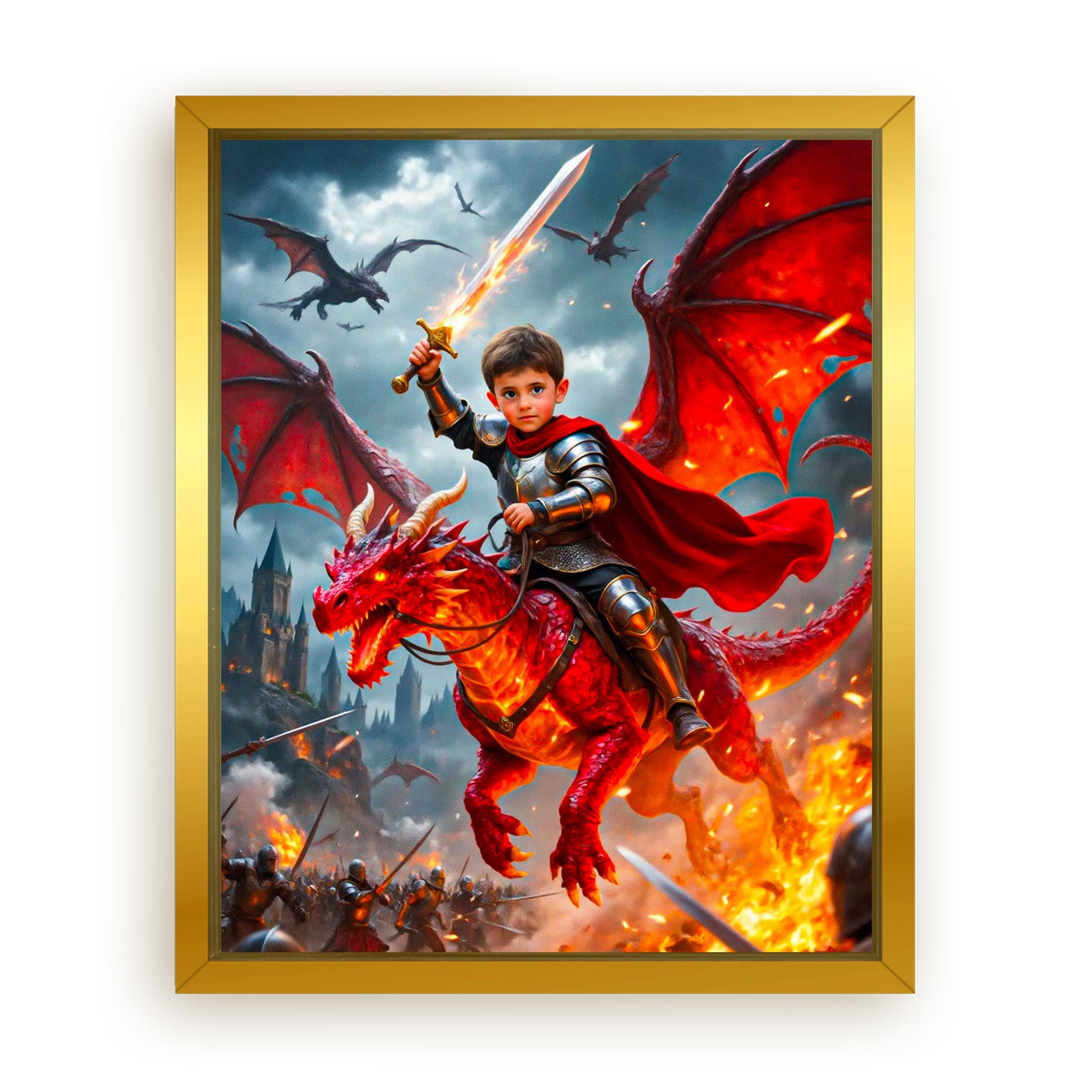 Save 33% When You Add A Frame To Your 10x08 'The Dragon Knight' Canvas Now