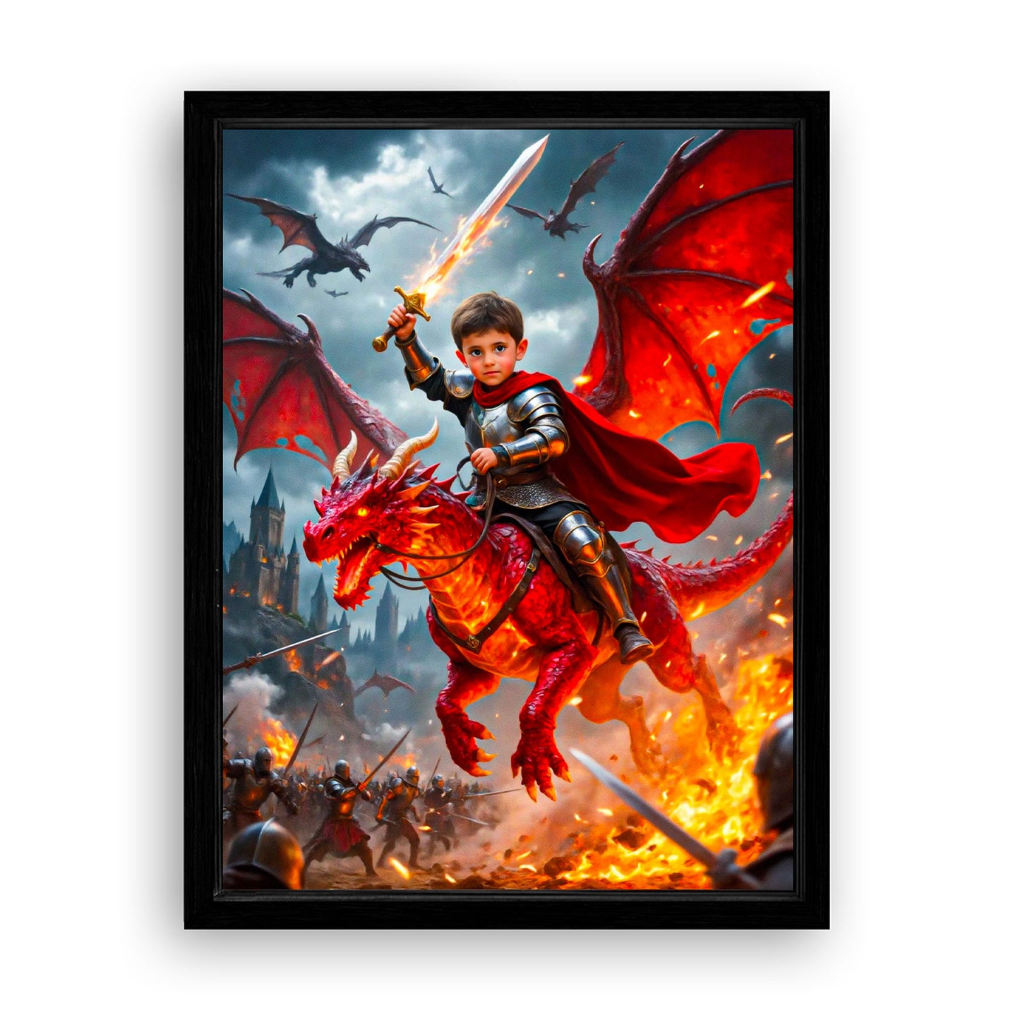 Save 33% When You Add A Frame To Your 18x24 'The Dragon Knight' Canvas Now