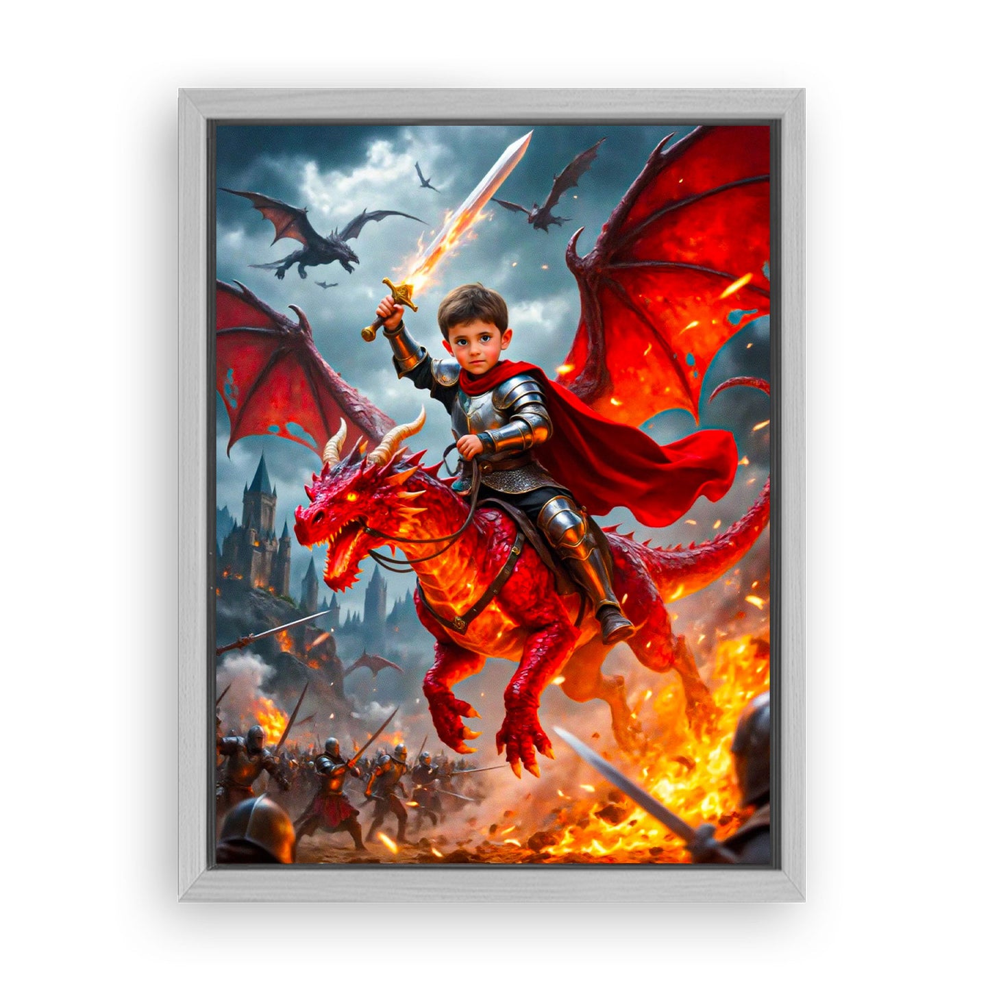 Save 33% When You Add A Frame To Your 18x24 'The Dragon Knight' Canvas Now