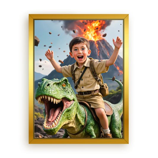 Save 33% When You Add A Frame To Your 18x24 'The Dino Adventurer' Canvas Now