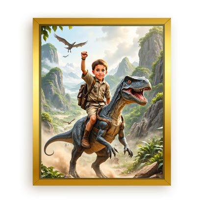 Save 33% When You Add A Frame To Your 10x08 'The Dino Tamer' Canvas Now