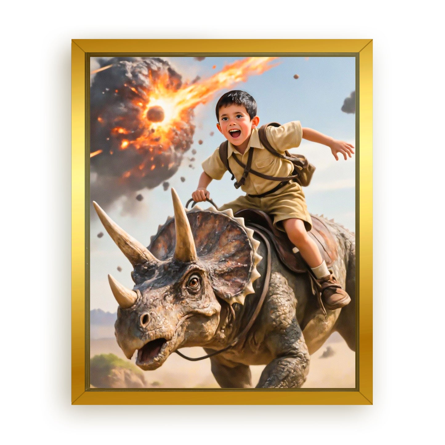 Make Your 10x08 Inches 'The Triceratops Patrol' Canvas Even More Special, Add a Beautiful Premium Frame & Make It Truly Gift-Ready!
