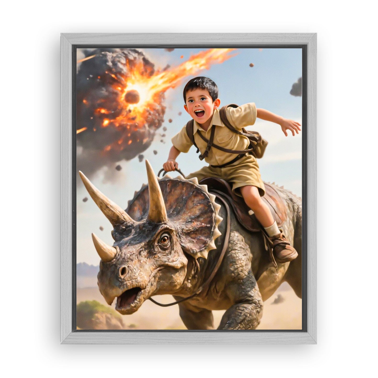 Make Your 16x20 Inches 'The Triceratops Patrol' Canvas Even More Special, Add a Beautiful Premium Frame & Make It Truly Gift-Ready!