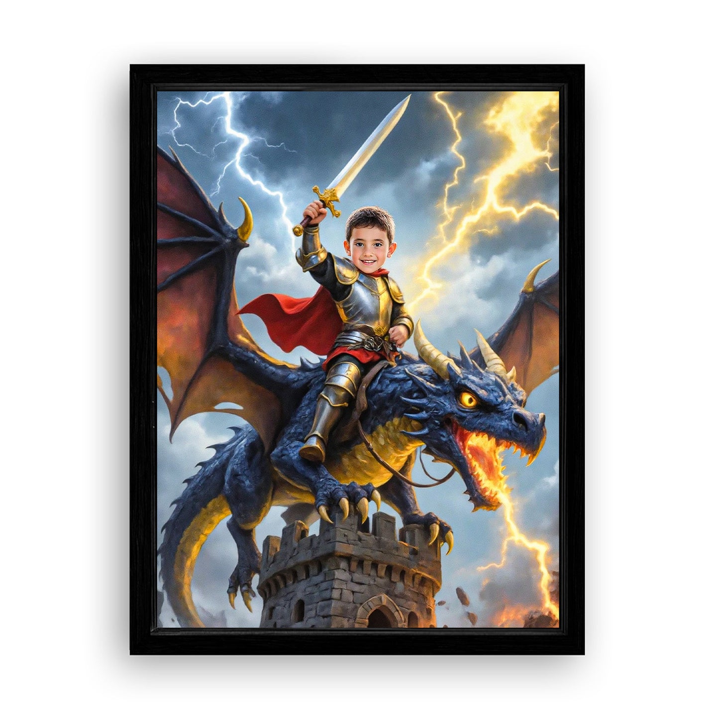 Save 33% When You Add A Frame To Your 18x24 'The Storm Dragon Knight' Canvas Now