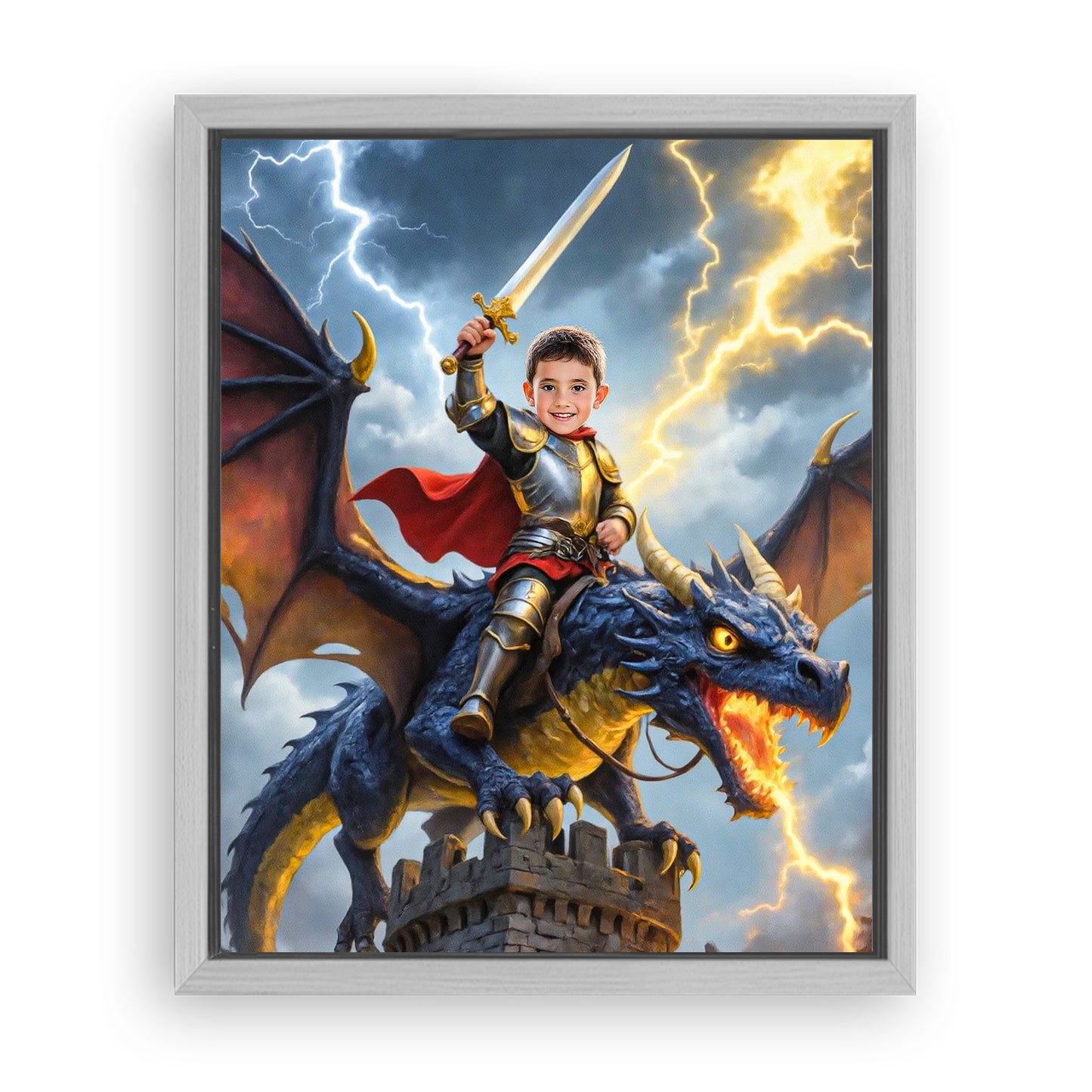 Save 33% When You Add A Frame To Your 16x20 'The Storm Dragon Knight' Canvas Now