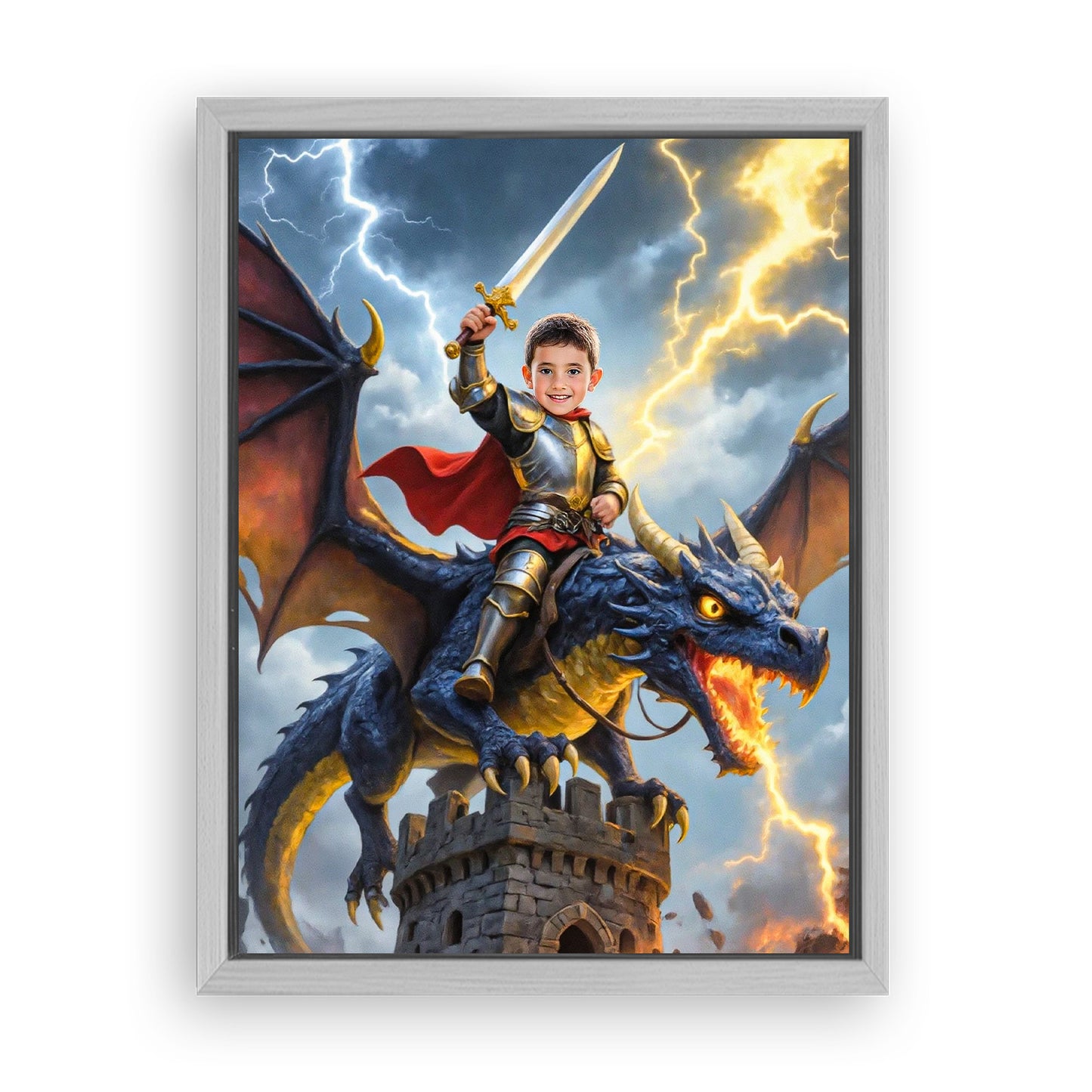 Save 33% When You Add A Frame To Your 12x16 'The Storm Dragon Knight' Canvas Now