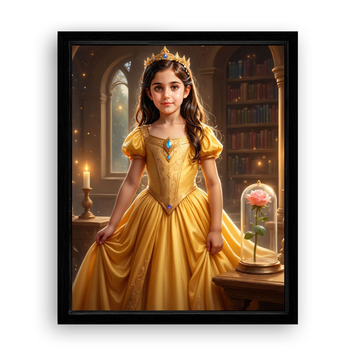 Save 33% When You Add A Frame To Your 16x20 'The Beauty and the Enchanted Rose' Canvas Now