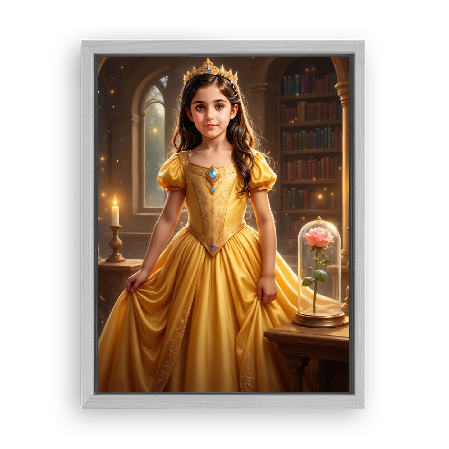 Save 33% When You Add A Frame To Your 18x24 'The Beauty and the Enchanted Rose' Canvas Now
